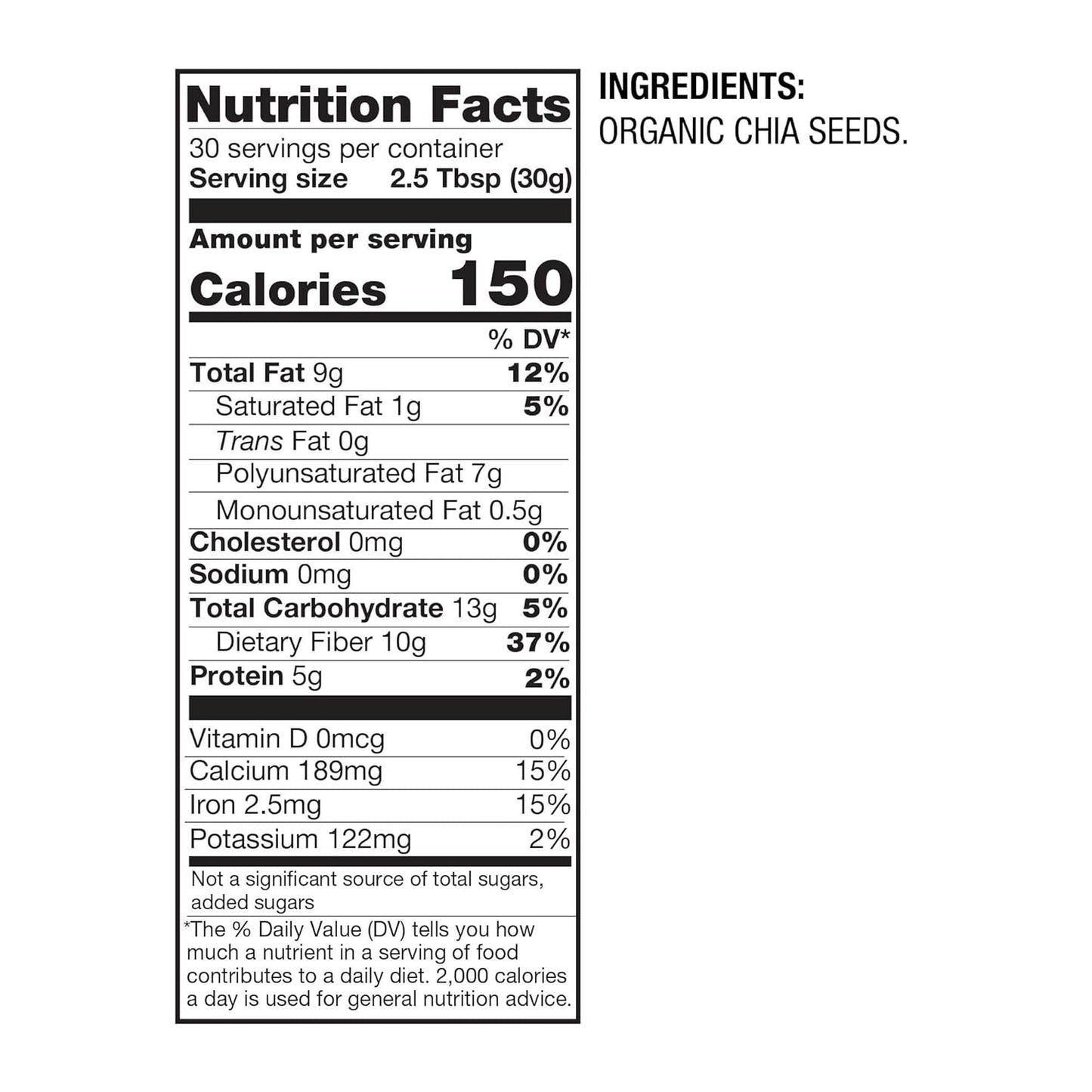 BetterBody Foods Organic Chia Seeds 2 lbs, 32 Oz, with Omega-3, Non-GMO, Gluten Free, Keto Diet Friendly, Vegan, Good Source of Fiber