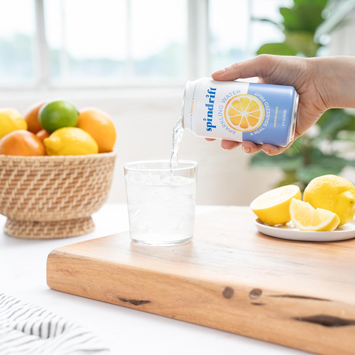 Spindrift Sparkling Water, Lemon Flavored, Made with Real Squeezed Fruit, 12 Fl Oz Cans, Pack of 24 (Only 3 Calories per Can)